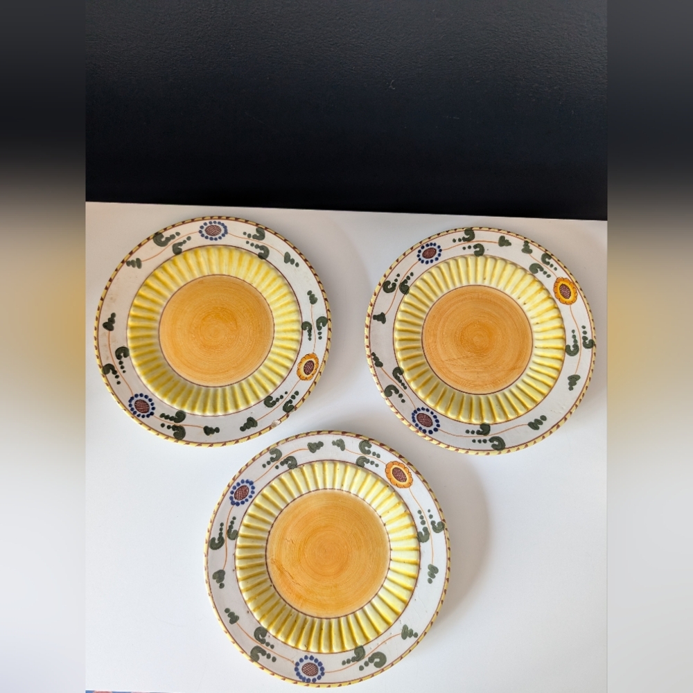 Hand Made and Painted In Italy 5225 Series Vintage Dessert Plates (3)